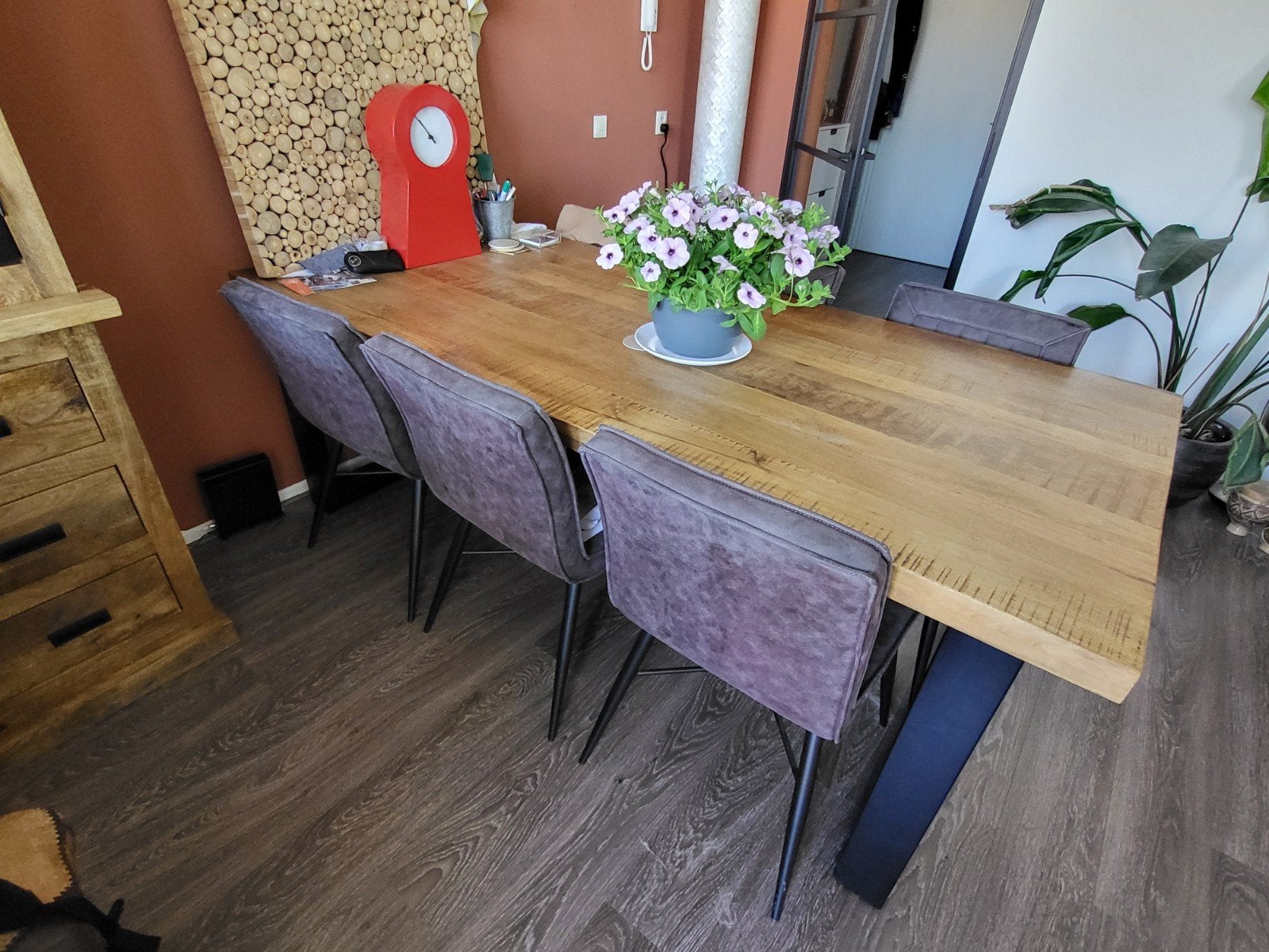 Mangohouten eettafel industrieel 220x100x78,5 cm, Huis en Inrichting, Tafels | Eettafels, Ophalen