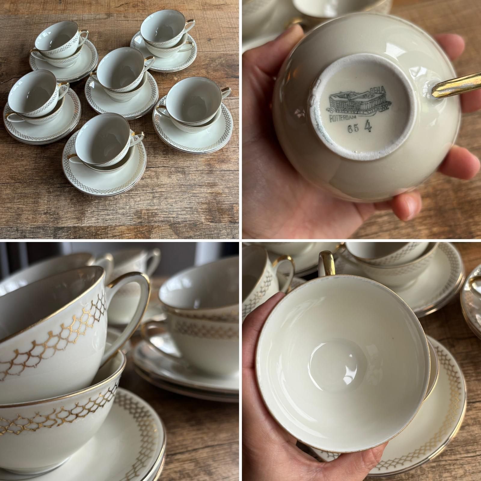 Uniek Vintage 12-Persoons Servies Geha Rotterdam | Jaren '50, Antiek en Kunst, Antiek | Servies compleet, Ophalen of Verzenden