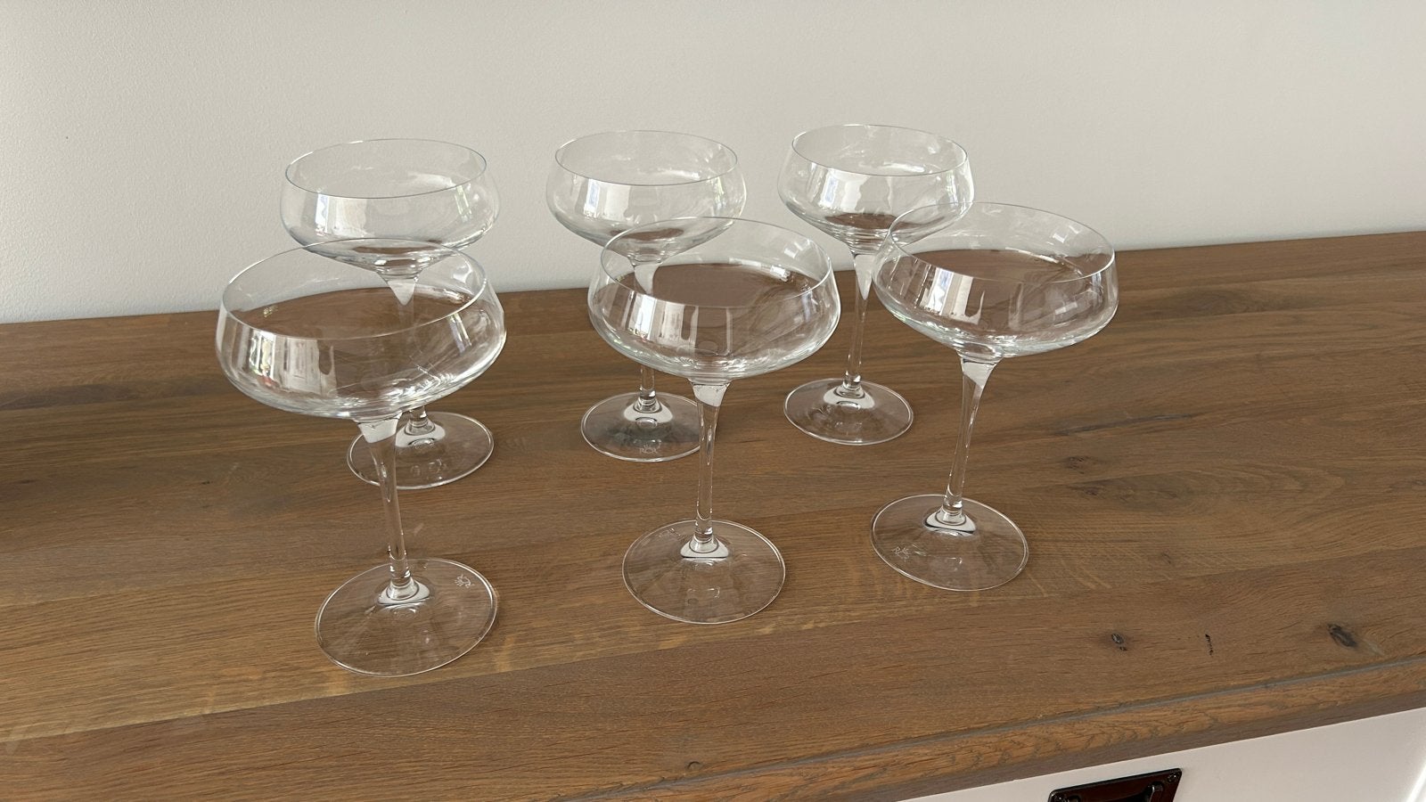 6 RCR Cristalleria Italiana Aria A33 champagnecoupes, Verzamelen, Ophalen, Zo goed als nieuw, Kristal, Glas of Glazen