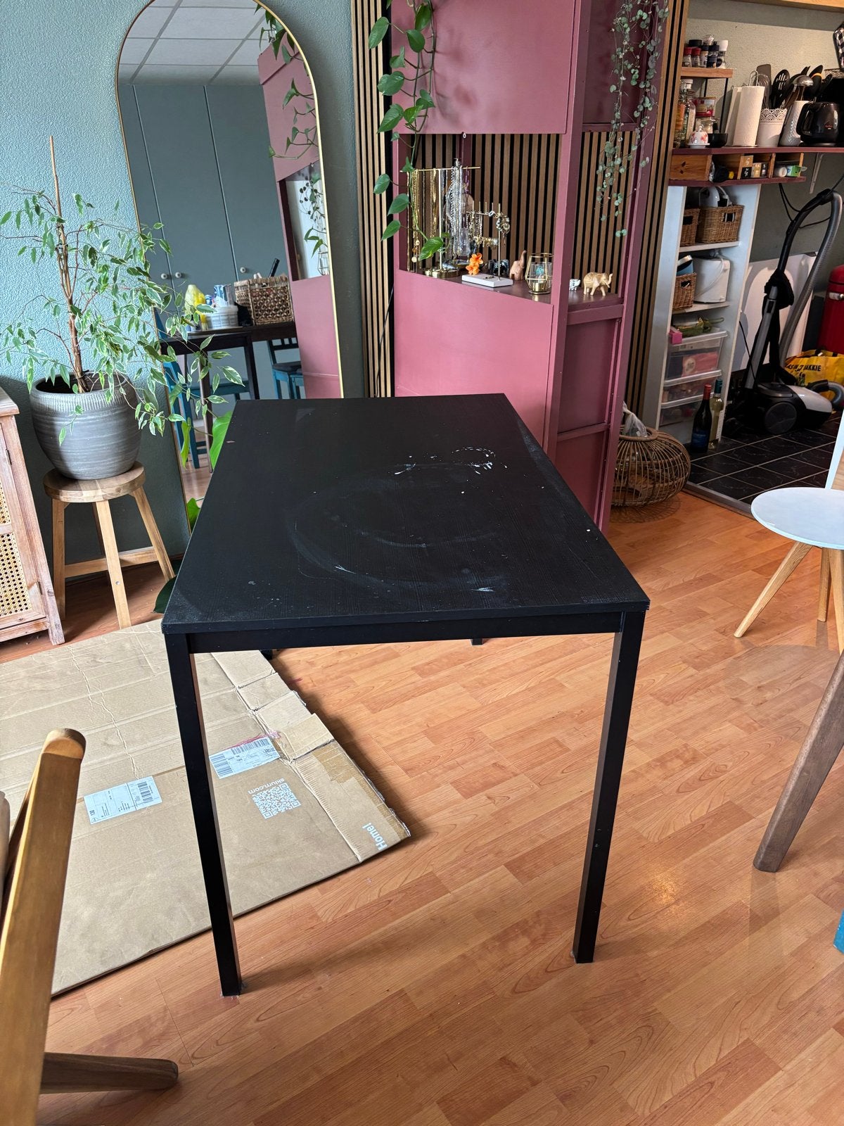 IKEA TÄRENDÖ eettafel zwart 67x110 cm met metalen poten, Ophalen, Gebruikt, 100 tot 150 cm, 50 tot 100 cm