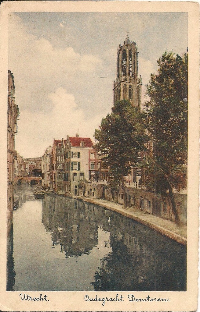 Oude ansichtkaart Utrecht Oudegracht Domtoren, Ophalen of Verzenden, Voor 1920, Ongelopen, Utrecht