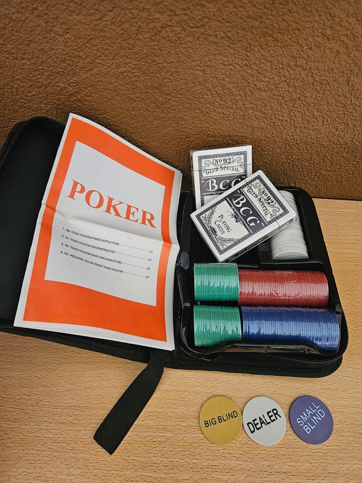 Nieuw complete Texas Hold'em Poker Set met Chips en Kaarten, Ophalen of Verzenden, Nieuw