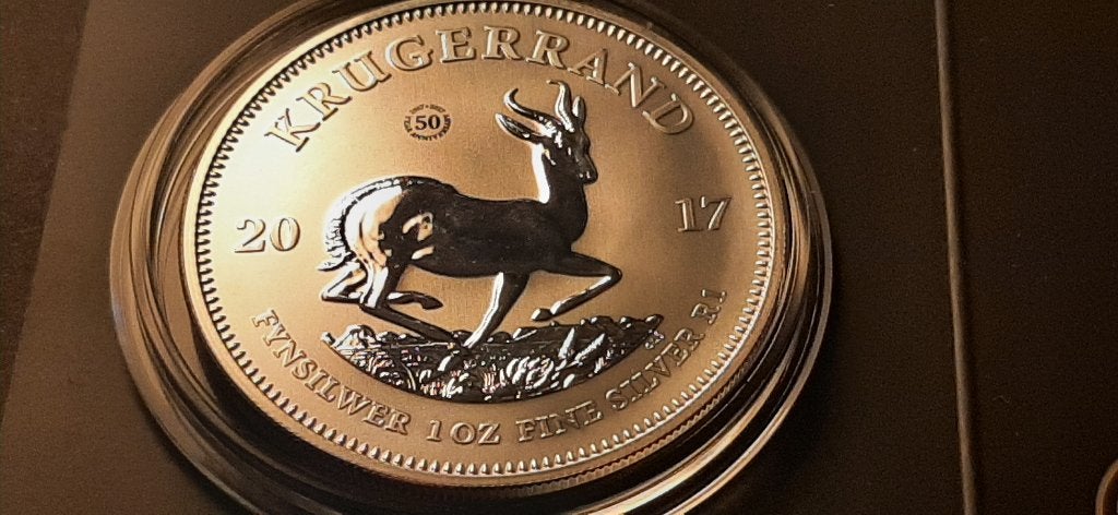 Krugerrand 2017 1 Oz 1e jaar in Zilver 50e verjaardag + COA, Ophalen of Verzenden, Zilver