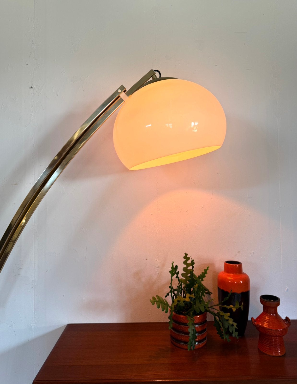 Vintage XL verstelbare booglamp, Geoffredo Reggiani ‘70, Huis en Inrichting, Geoffredo Reggiani, Kunststof, Zo goed als nieuw