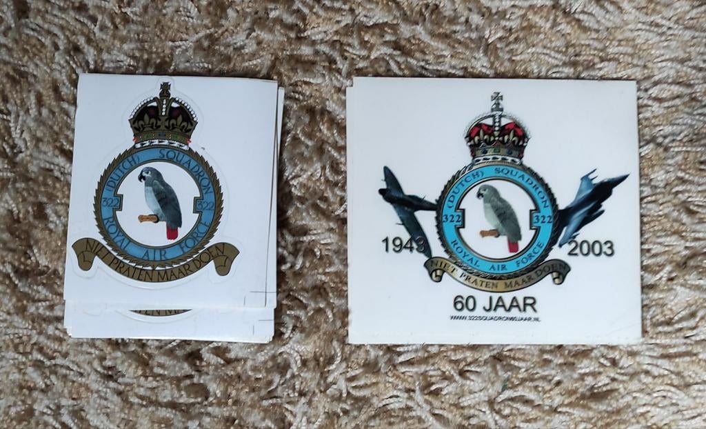 Kavel 322 Dutch Squadron Royal Air Force Stickers, Verzamelen, Ophalen of Verzenden