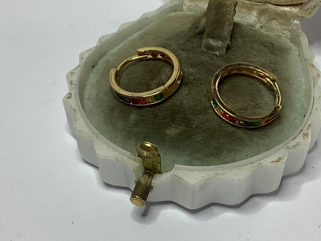 Vermeil goud oorringen met glinsterende steentjes, Verzenden, Zilver, Oorbellen, Met edelsteen