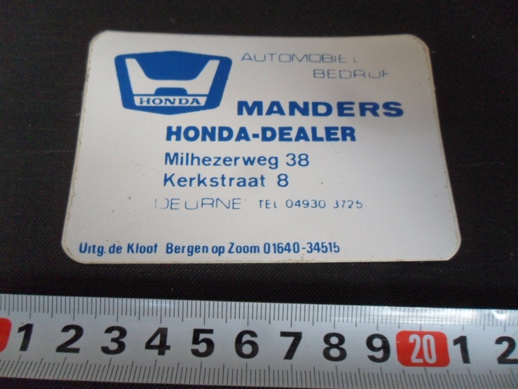 sticker Deurne MANDERS Honda Dealer  Blauw  LH129, Ophalen of Verzenden, Zo goed als nieuw