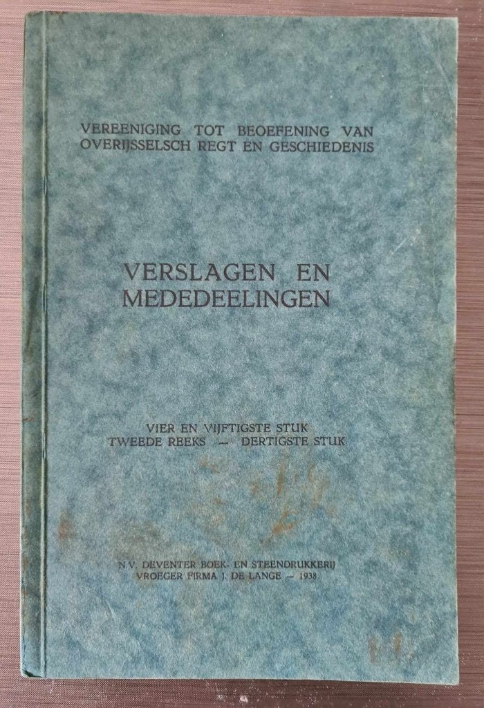 Vereeniging tot beoefening van Overijssels Regt 1938, Ophalen of Verzenden, Gelezen