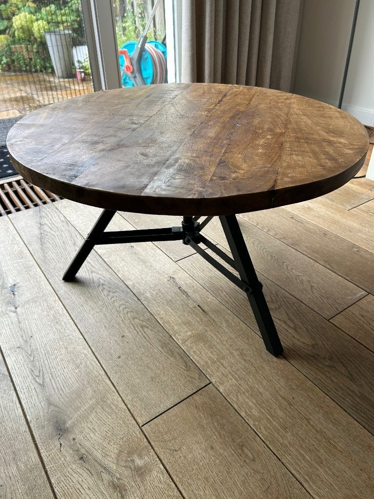 Ronde salontafel mangohout, Ophalen, Gebruikt, 50 tot 100 cm, Rond