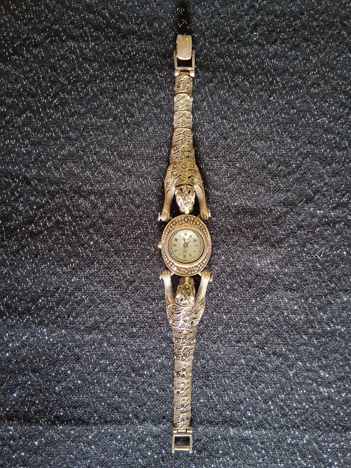 Vintage sterling zilver 925 dames horloge met marcasiet, Overige merken, Staal, Gebruikt, Polshorloge