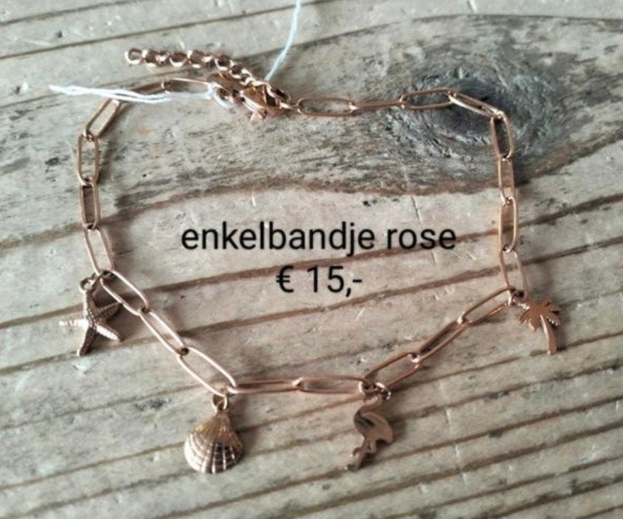 IXXXI Rosegouden Enkelbandje met Bedels, Ophalen of Verzenden, Nieuw, Overige materialen, Met bedels of kralen