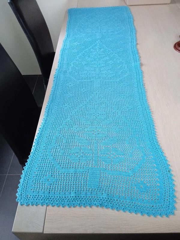 vintage handgemaakte gehaakte tafelloper, Ophalen of Verzenden, Zo goed als nieuw, Rechthoekig