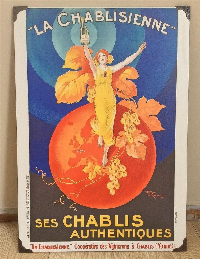 Vintage Poster Wijn Hardboard Art Deco Affiche mucha decorat, Verzenden
