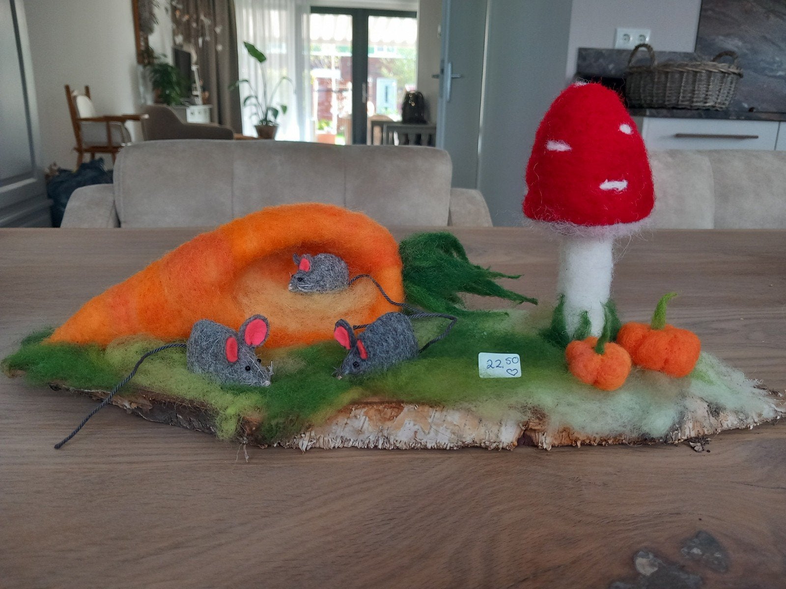 Muisjes in wortelholletje vilt seizoenstafel vrijeschool, Hobby en Vrije tijd, Ophalen of Verzenden