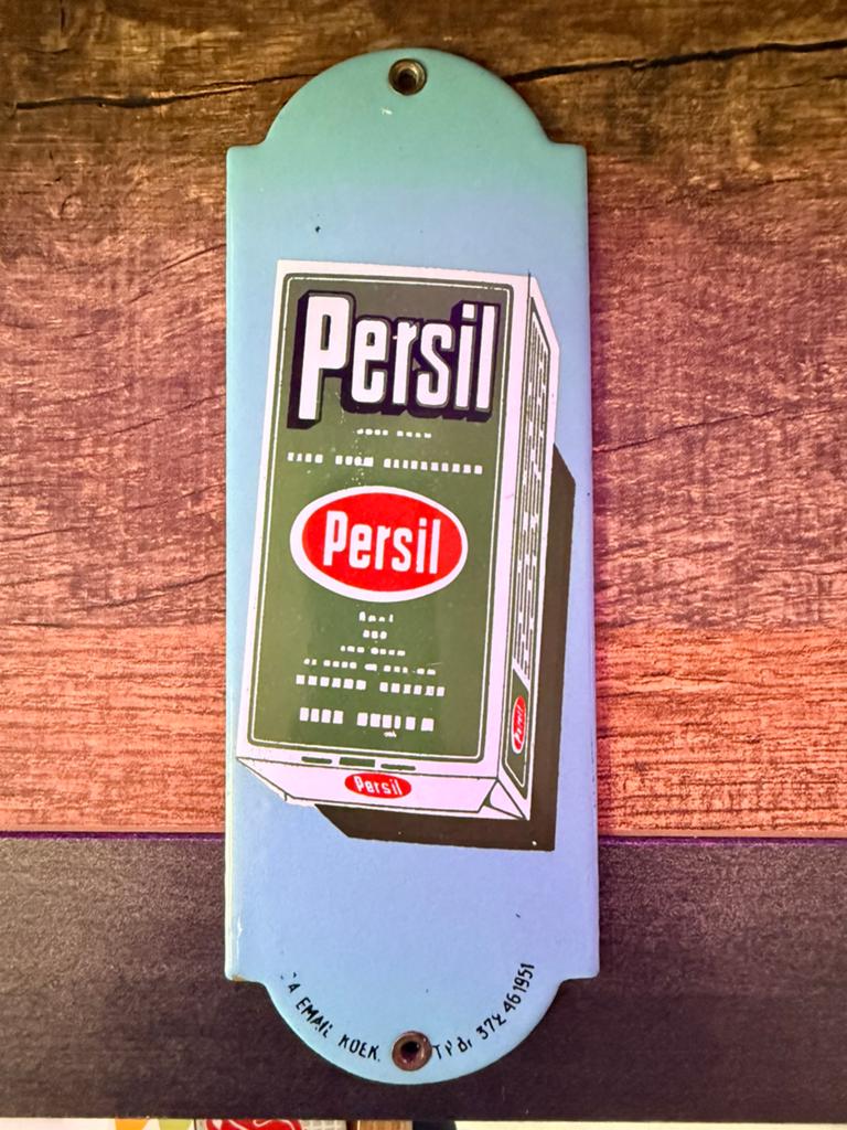 Emaille deurpostje Persil reclamebord reclame bord bordje, Verzamelen, Ophalen of Verzenden, Zo goed als nieuw, Reclamebord