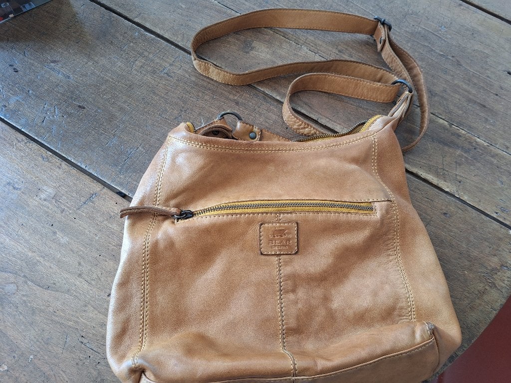Leren handtas bruin/beige BEAR DESIGN, Ophalen, Gebruikt, Bruin, Handtas