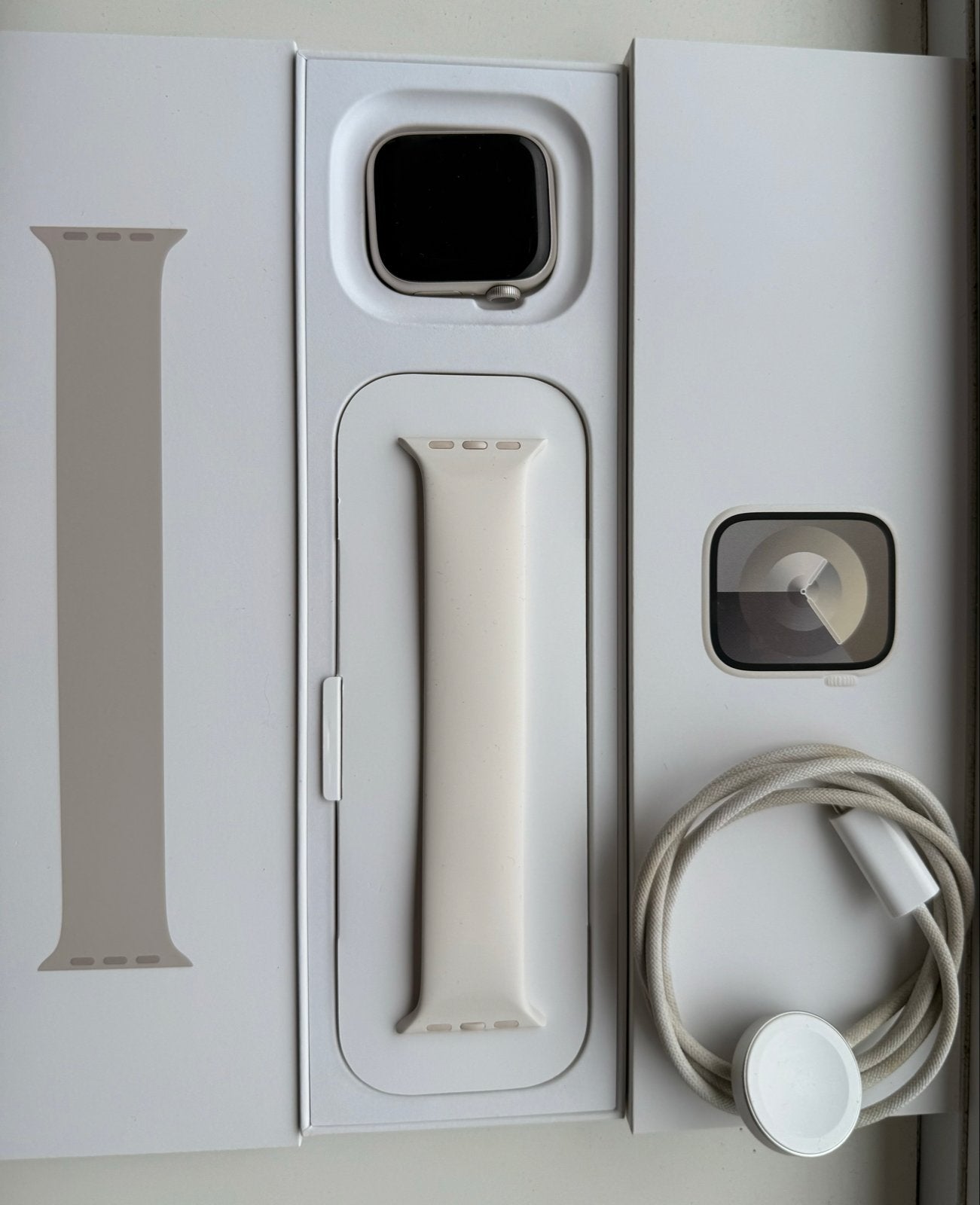 Apple Watch Series 9 GPS 41mm Starlight + Apple bandje, Ophalen, Gebruikt, Conditie, Wit