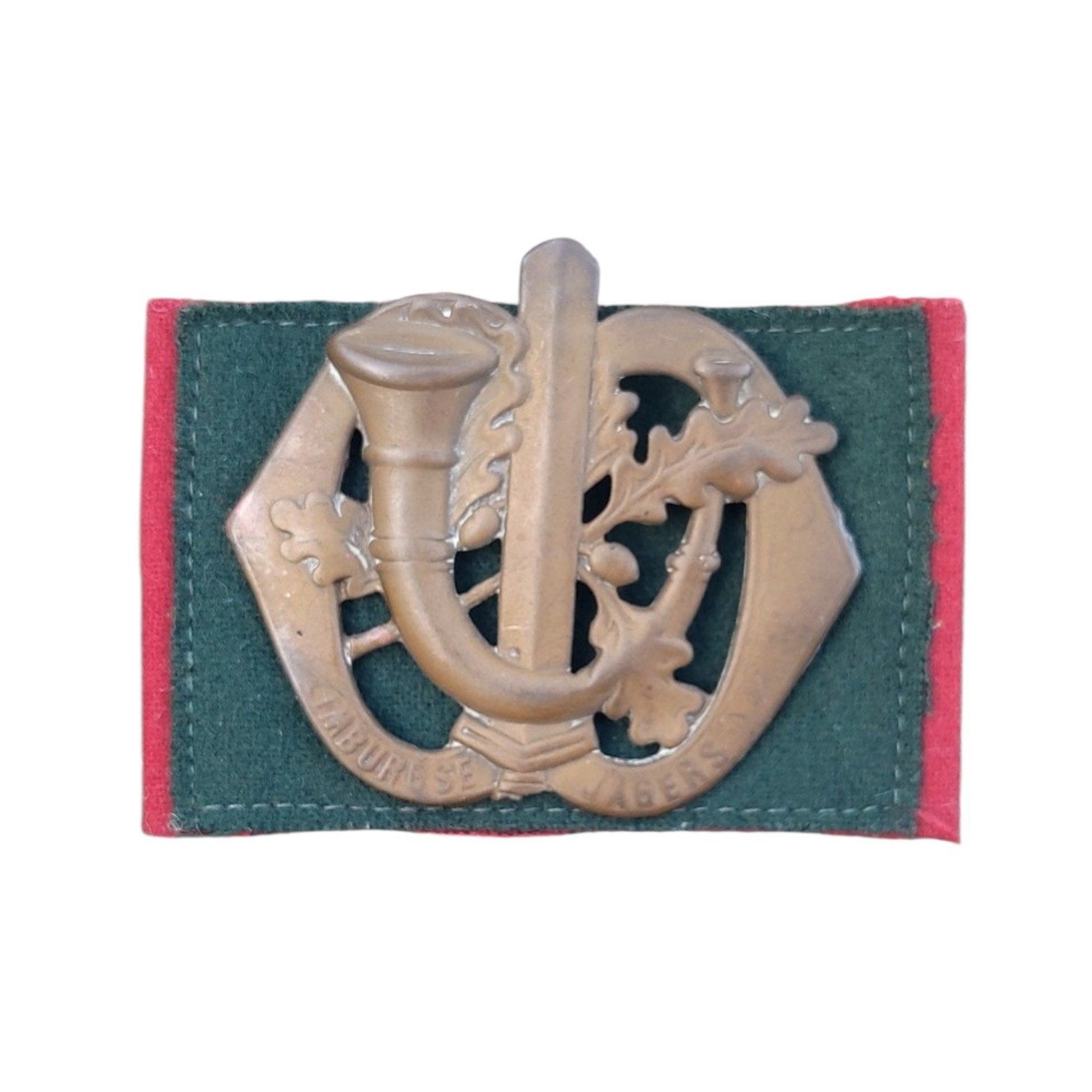 Oud Baretembleem Limburgse Jagers, Verzamelen, Ophalen of Verzenden, Landmacht, Nederland, Embleem of Badge