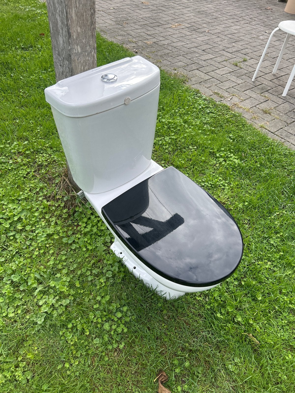 Sphinx toilet met zwart deksel, Ophalen, Gebruikt, Toilet