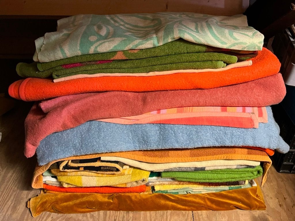 wollen dekens, Huis en Inrichting, Woonaccessoires | Plaids en Woondekens, Ophalen, Gebruikt, Wol, Meerkleurig