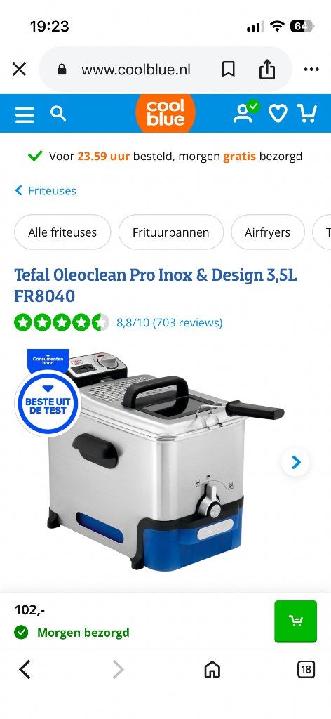 Frituurpan Tefal, 3 tot 4 liter, Ophalen, Zo goed als nieuw, Uitneembare binnenpan