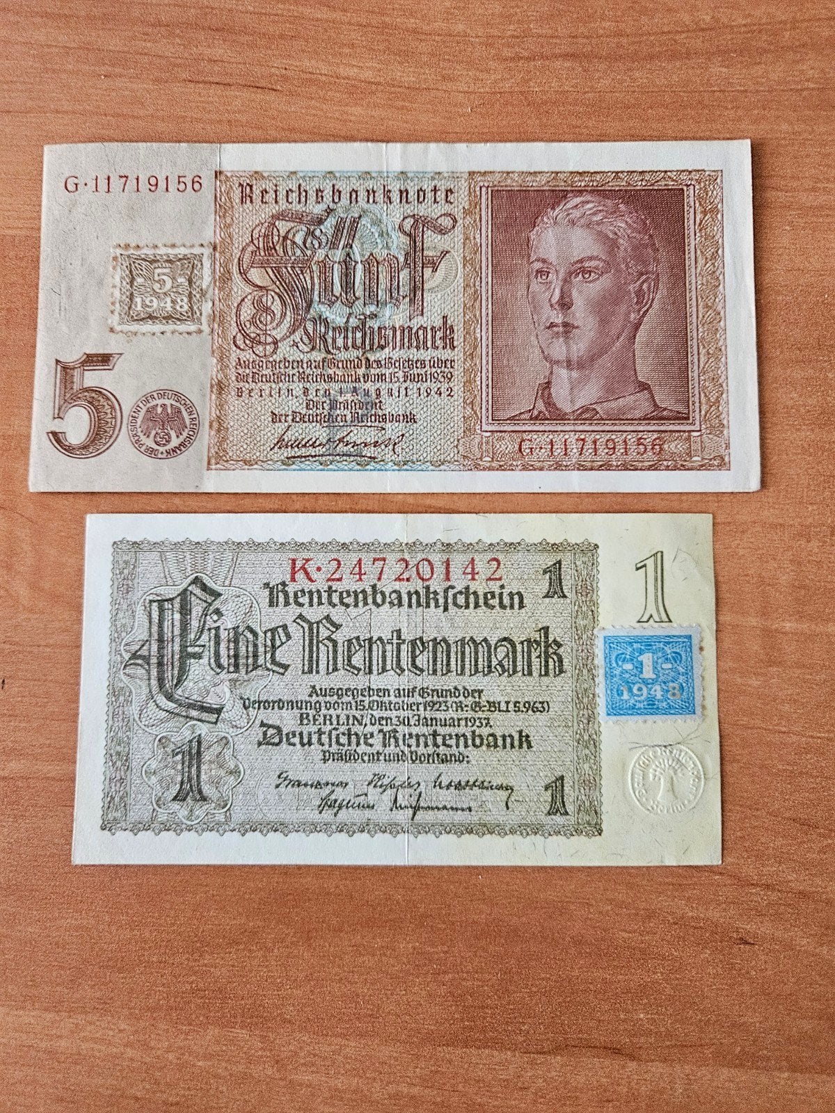 1 rentenmark en 5 reichsmark set met postzegels, Ophalen of Verzenden, Duitsland, Setje