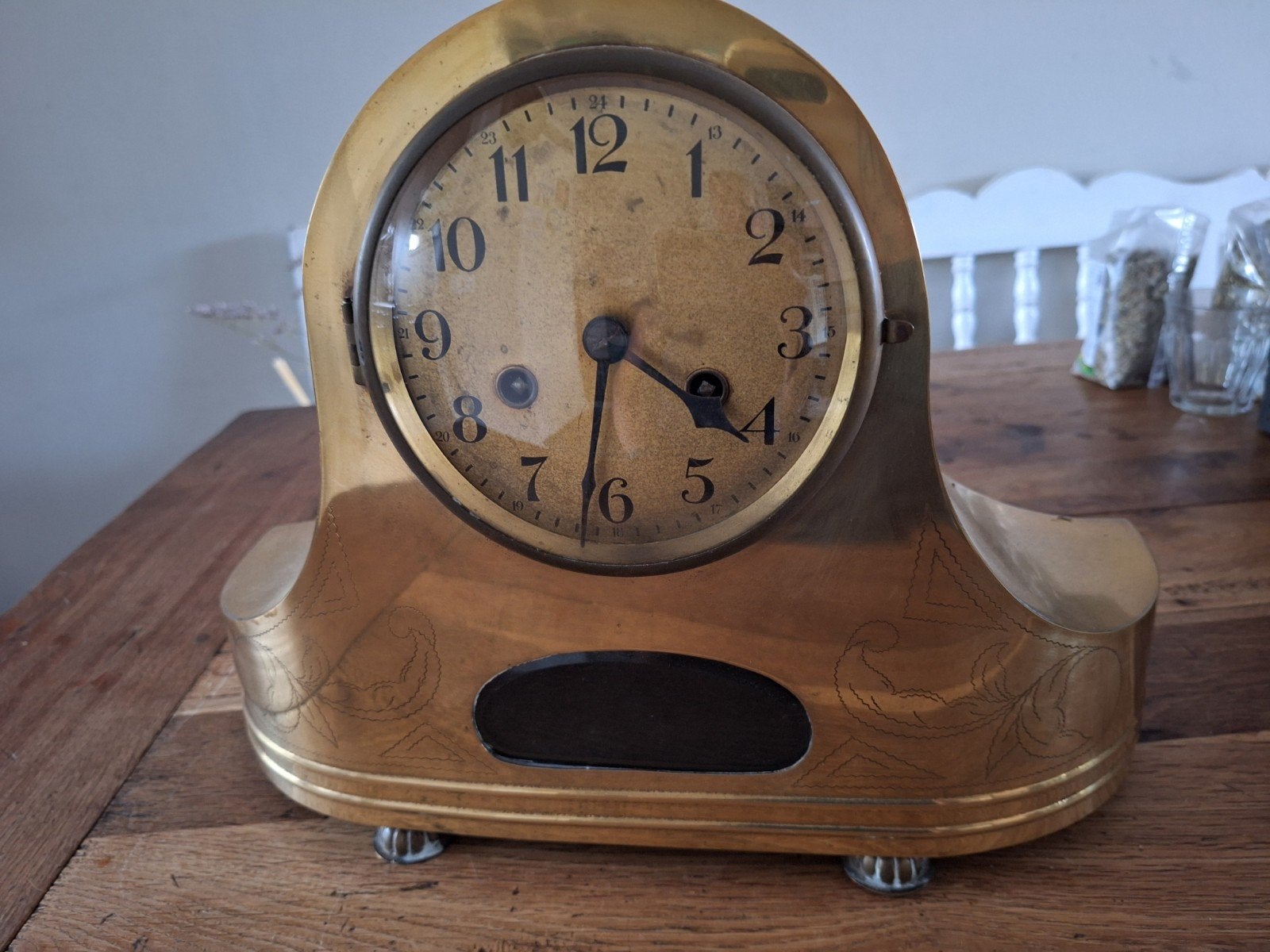 Oude mechanische pendule / schoorsteenklok met gong, Antiek en Kunst, Ophalen