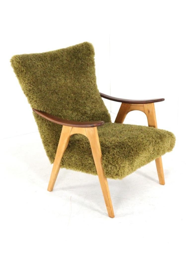 unieke groene vintage fauteuil met speciale nieuwe bekleding, Gebruikt, -, 75 tot 100 cm, Ophalen of Verzenden