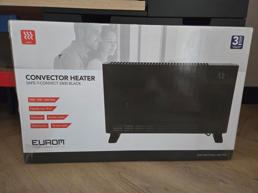 Eurom Safe-T-Convect 2400 Black Convector Kachel, Overige soorten, Elektrisch, Nieuw, Ophalen of Verzenden