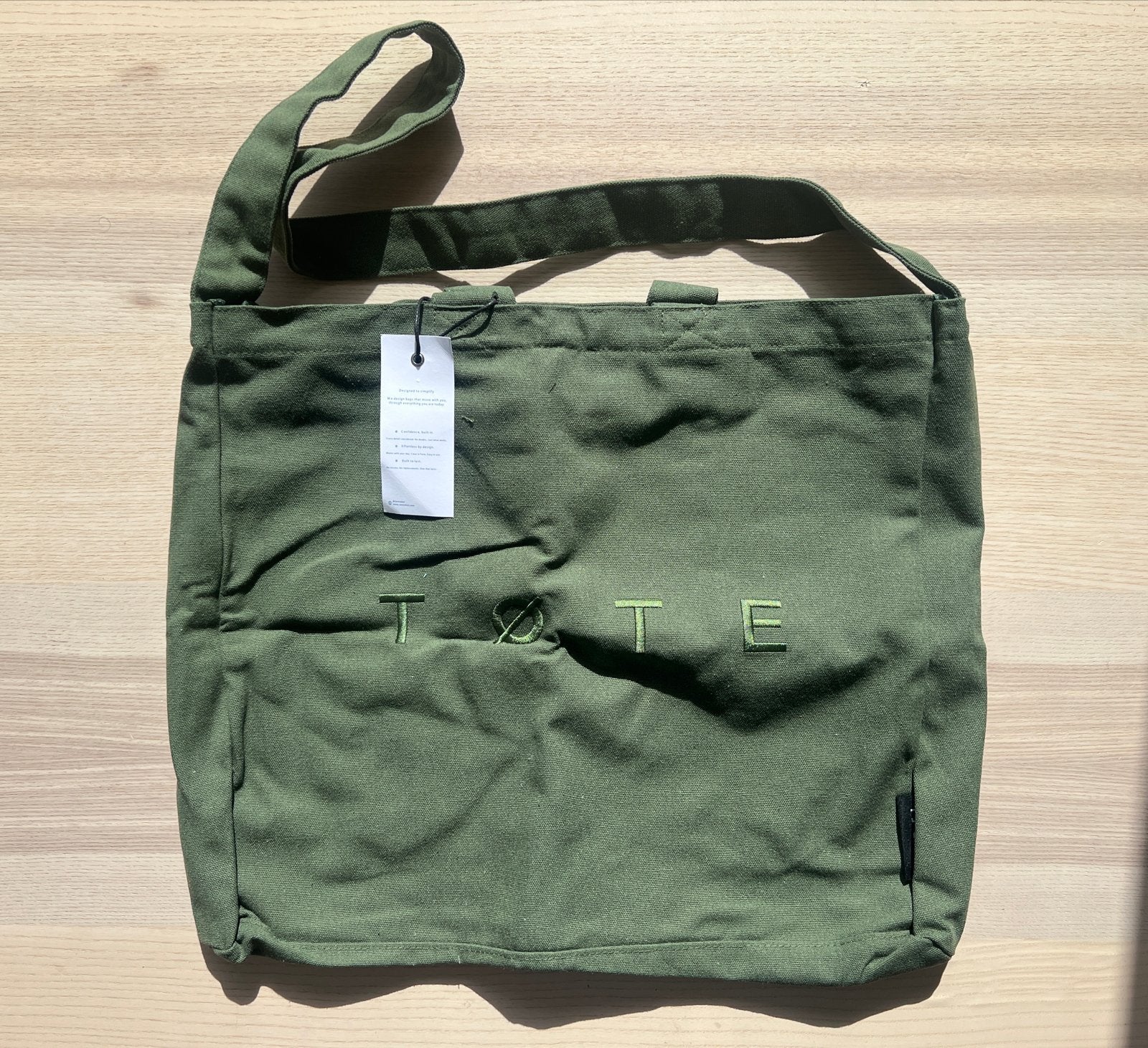 Khaki Groene TØTE Tas | Nieuw met Steekwerk, Ophalen of Verzenden, Nieuw, Groen, Shopper