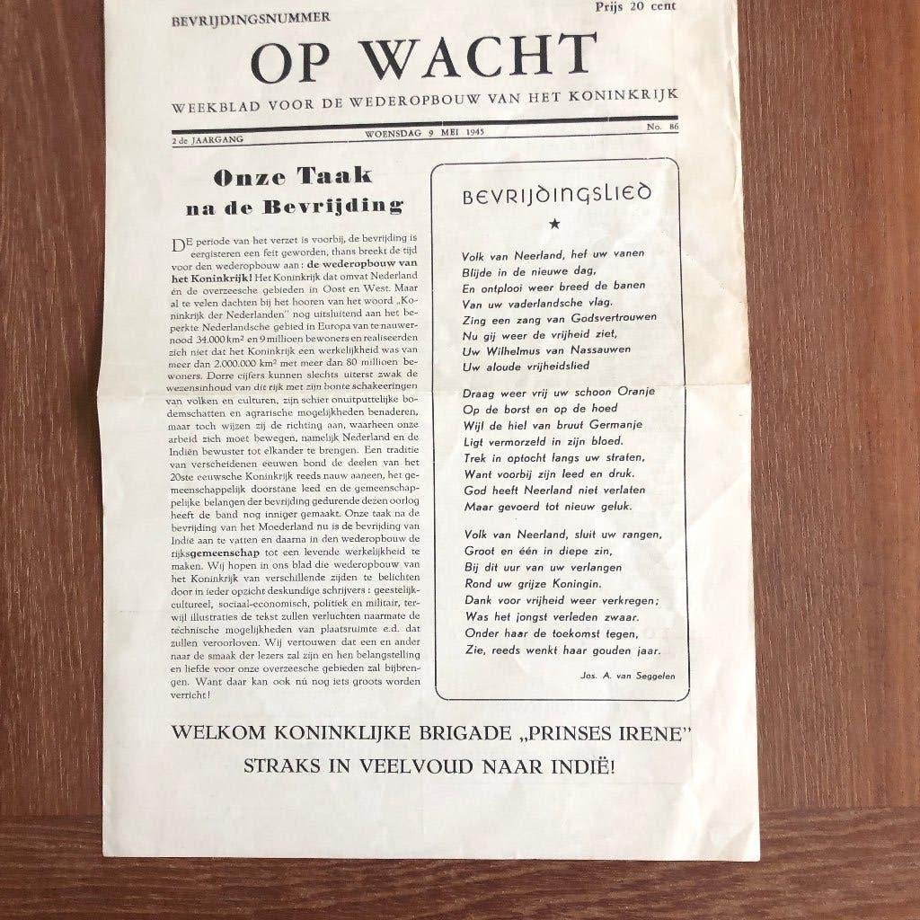 9 Mei 1945 Bevrijdingsnummer van Op Wacht. Weekblad voor de, Verzenden, Nederland, Boek of Tijdschrift
