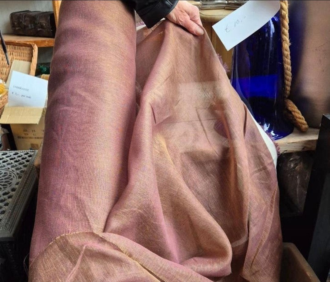 100% linnen vitrage inbetween taupe paarse gloed, Ophalen of Verzenden, Nieuw