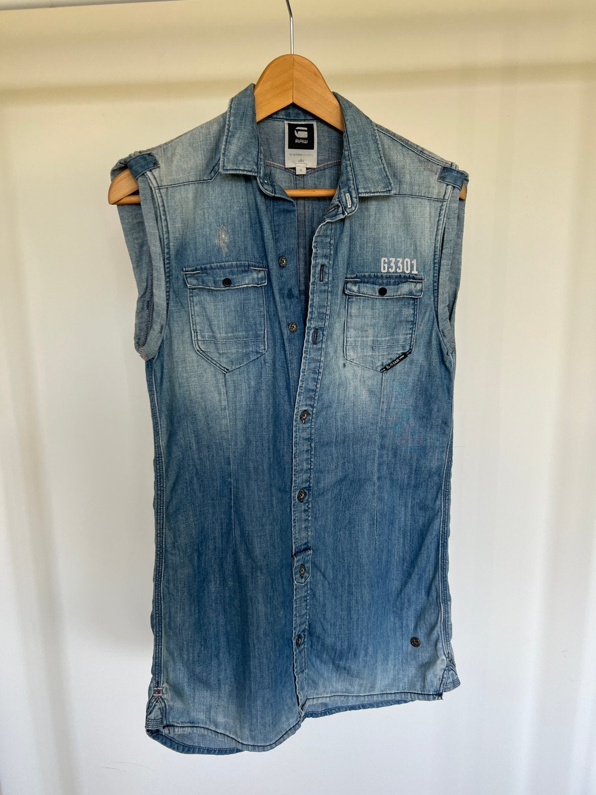 G-Star RAW New Western denim jurk maat S, Ophalen of Verzenden, Zo goed als nieuw, Blauw