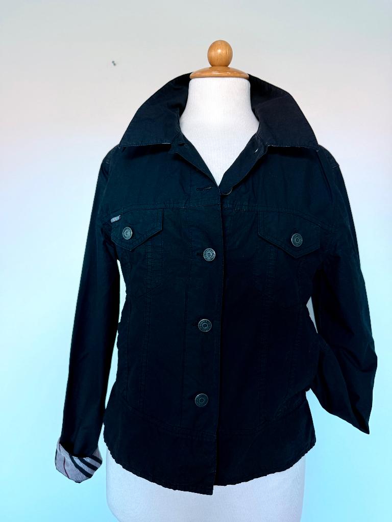 Burberry London, Nieuw jackje / jasje, zwart met check,, Maat 38/40 (M), Verzenden, Zwart, Nieuw