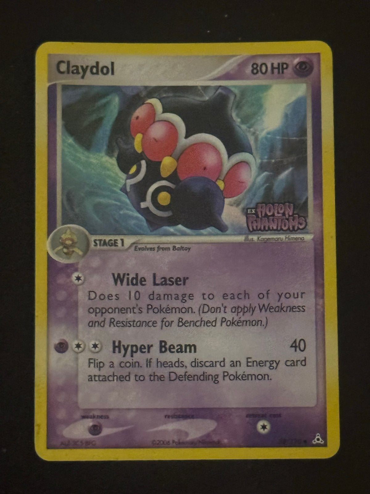 Claydol EX Holon Phantoms 38/110 Kaart stamped rev holo, Ophalen of Verzenden, Gebruikt, Losse kaart