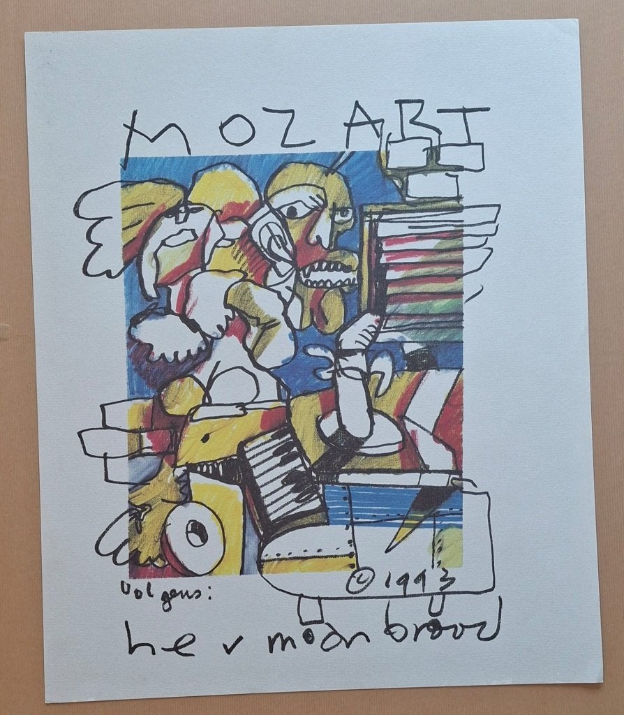 Herman Brood – Mozart – Pop Series 1993, Antiek en Kunst, Gesigneerd in de plaat, Ophalen of Verzenden, Portret en Figuren
