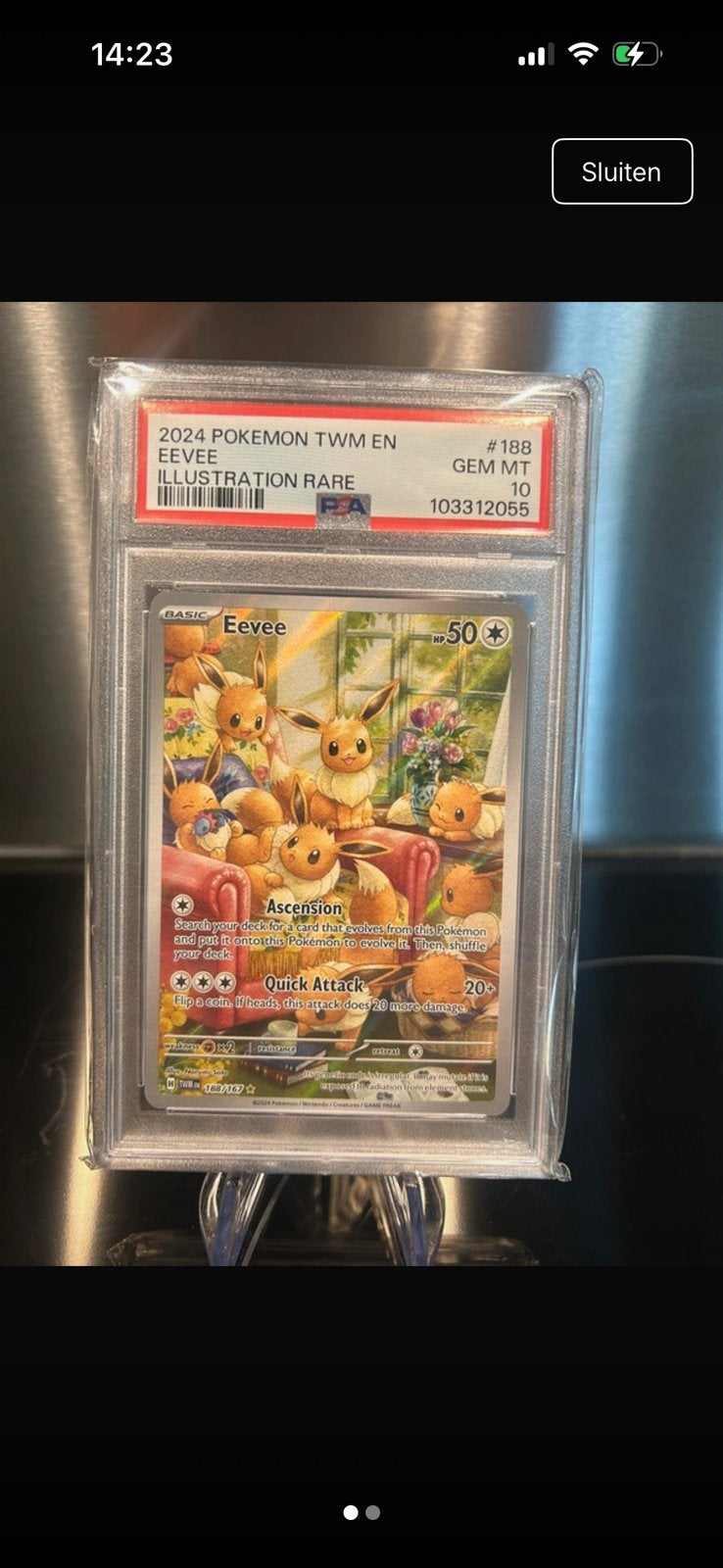 Eevee psa10, Ophalen of Verzenden, Zo goed als nieuw