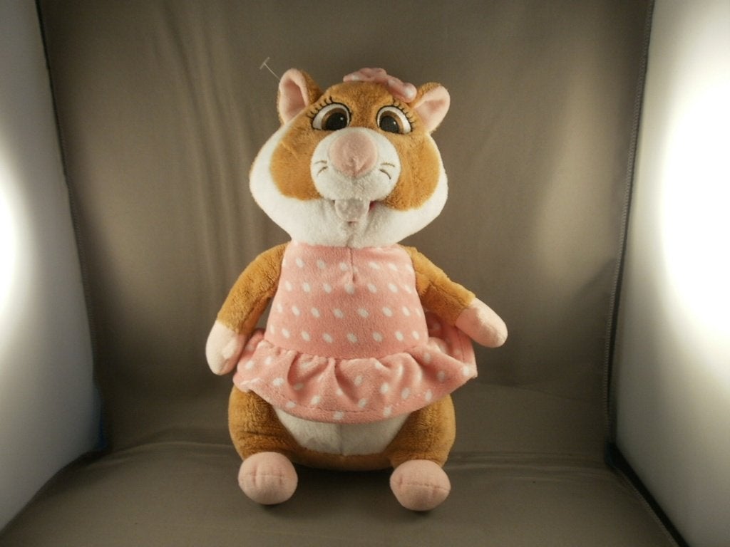 ah hamster met roze jurk en witte stippen en strik 28 cm, Hamster, Ophalen of Verzenden, Zo goed als nieuw, Wasbaar