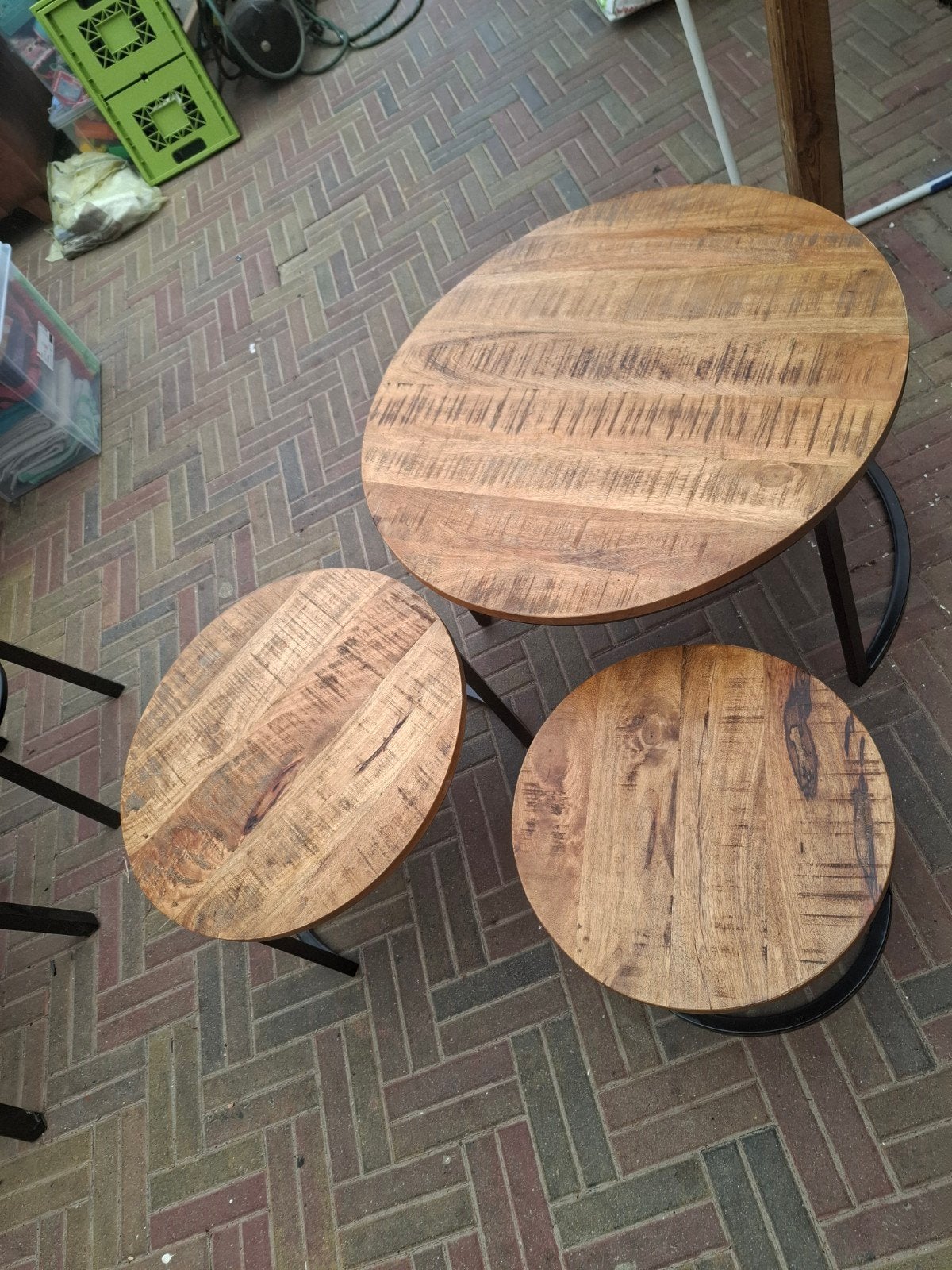 set tafeltjes bijzettafel, Ophalen, Gebruikt, Rond