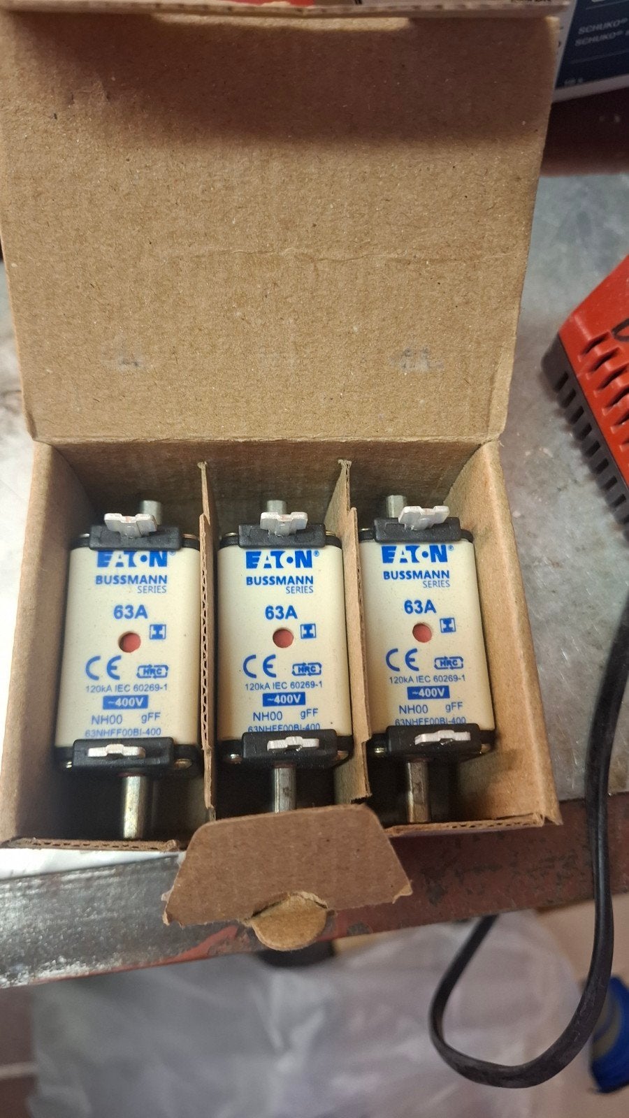 Eaton Bussmann NH00 gFF 63A zekeringen (3 stuks), Ophalen of Verzenden, Nieuw, Eaton, Overige typen