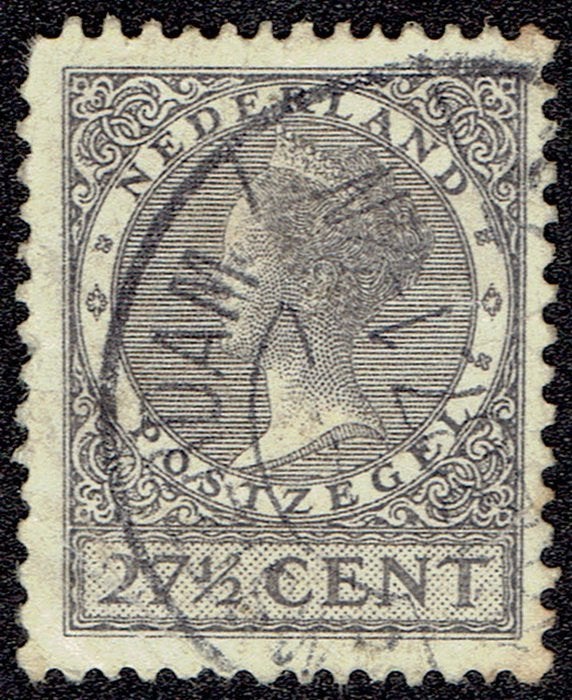 Nederland 1934, Wilhelmina Veth, 27½ cent, watermerk, grijs, Postzegels en Munten, Verzenden, T/m 1940, Gestempeld