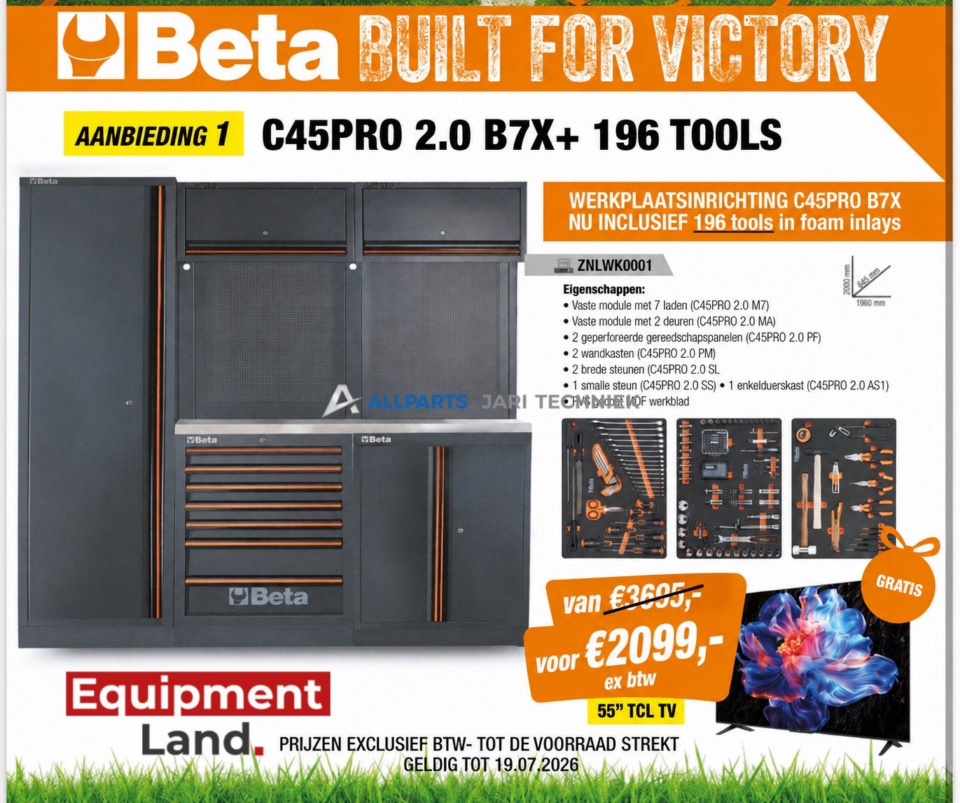C45PRO 2.0 B7X+ 196 TOOLS en gratis TV 55” werkbank wand, Smirnoffstraat 9a 7903AZ Hoogeveen, Nieuw, Ophalen of Verzenden, Mduinkerken@jaritechniek.nl