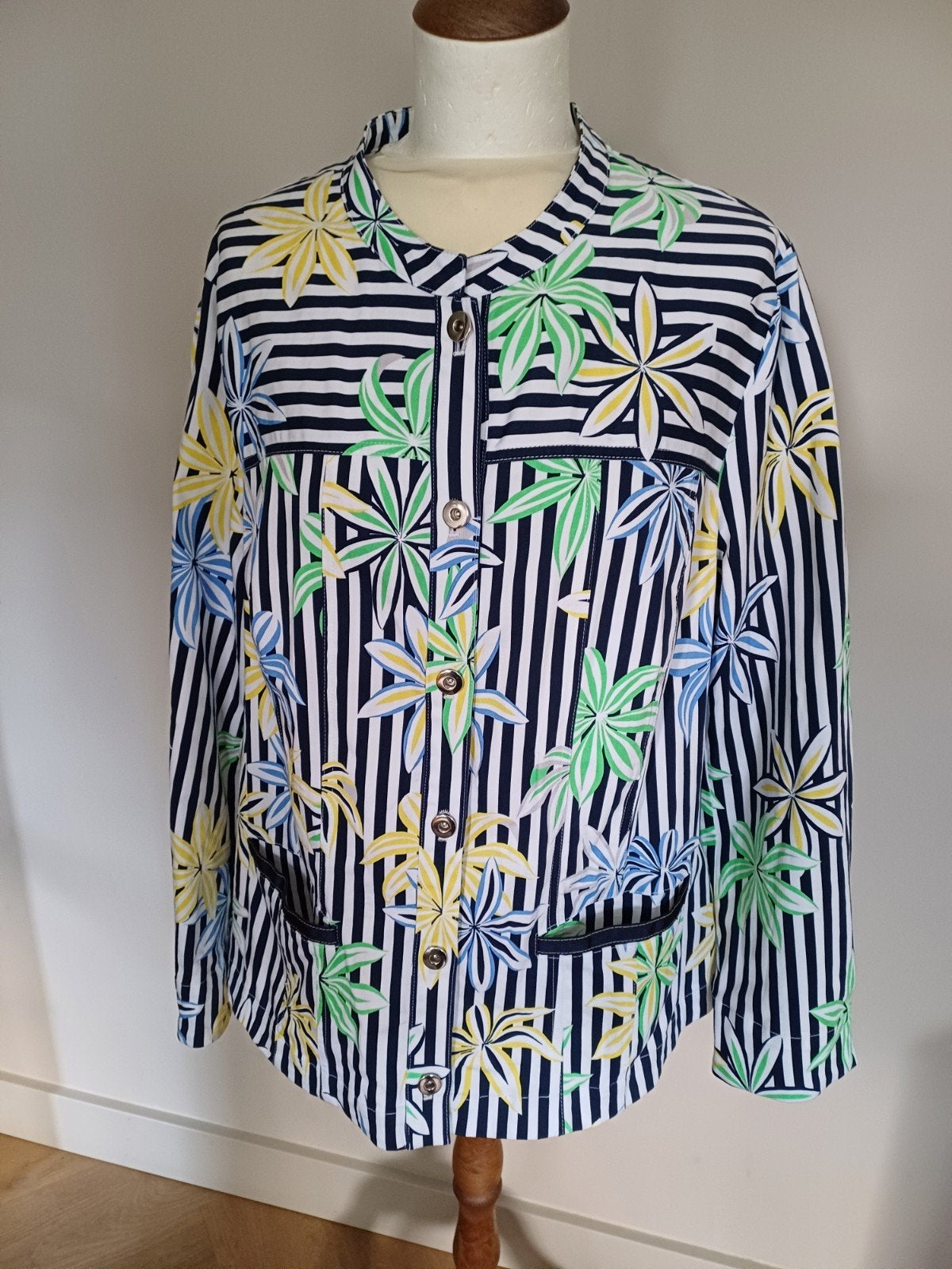 RABE gestreepte jasje, blazer met bloemenprint, maat 48, Meerkleurig, Maat 46/48 (XL) of groter, Ophalen of Verzenden, Zo goed als nieuw