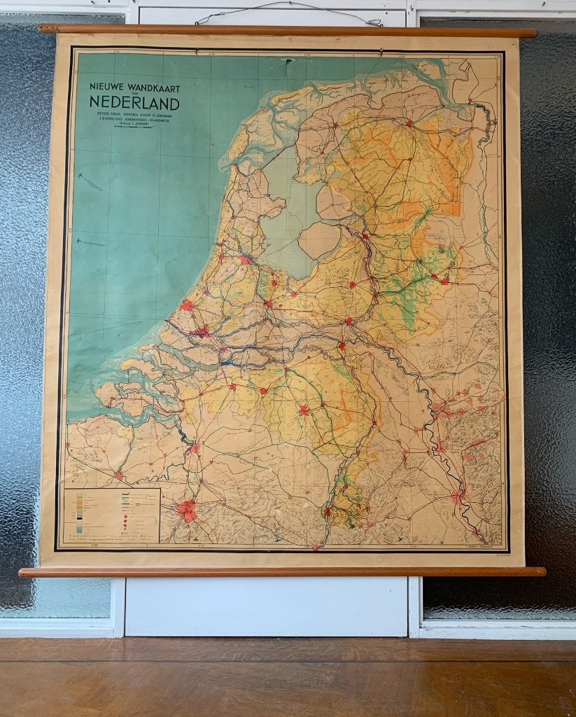 Schoolplaat van Nederland groot! - vintage retro, Ophalen, Aardrijkskunde