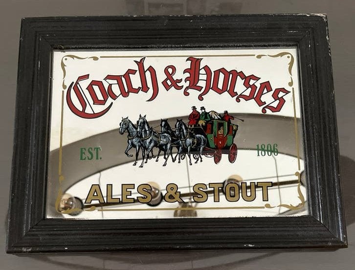 Vintage 'Coach & Horses' spiegel - Ales & Stout, Antiek en Kunst, Ophalen