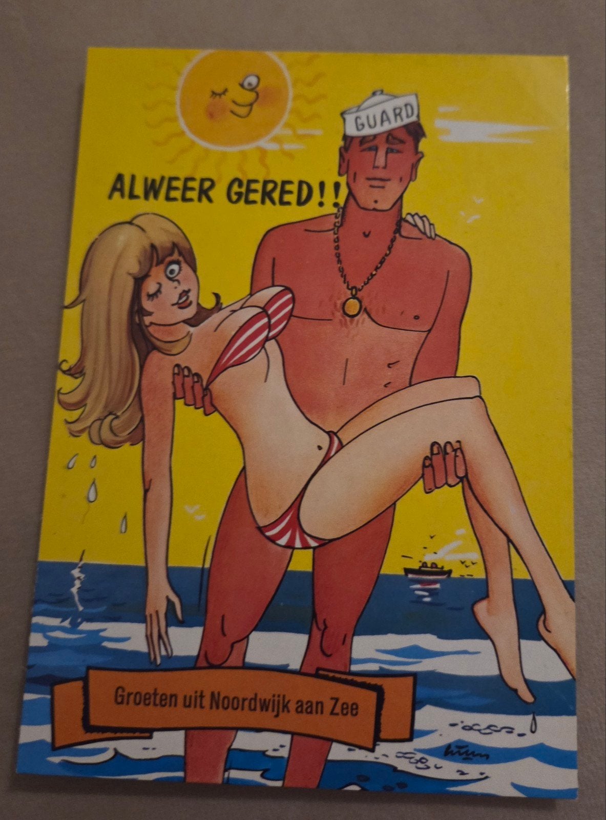 Grappige Ansichtkaart Noordwijk aan Zee - Alweer Gered!, Verzenden, 1960 tot 1980, Ongelopen, Overige thema's