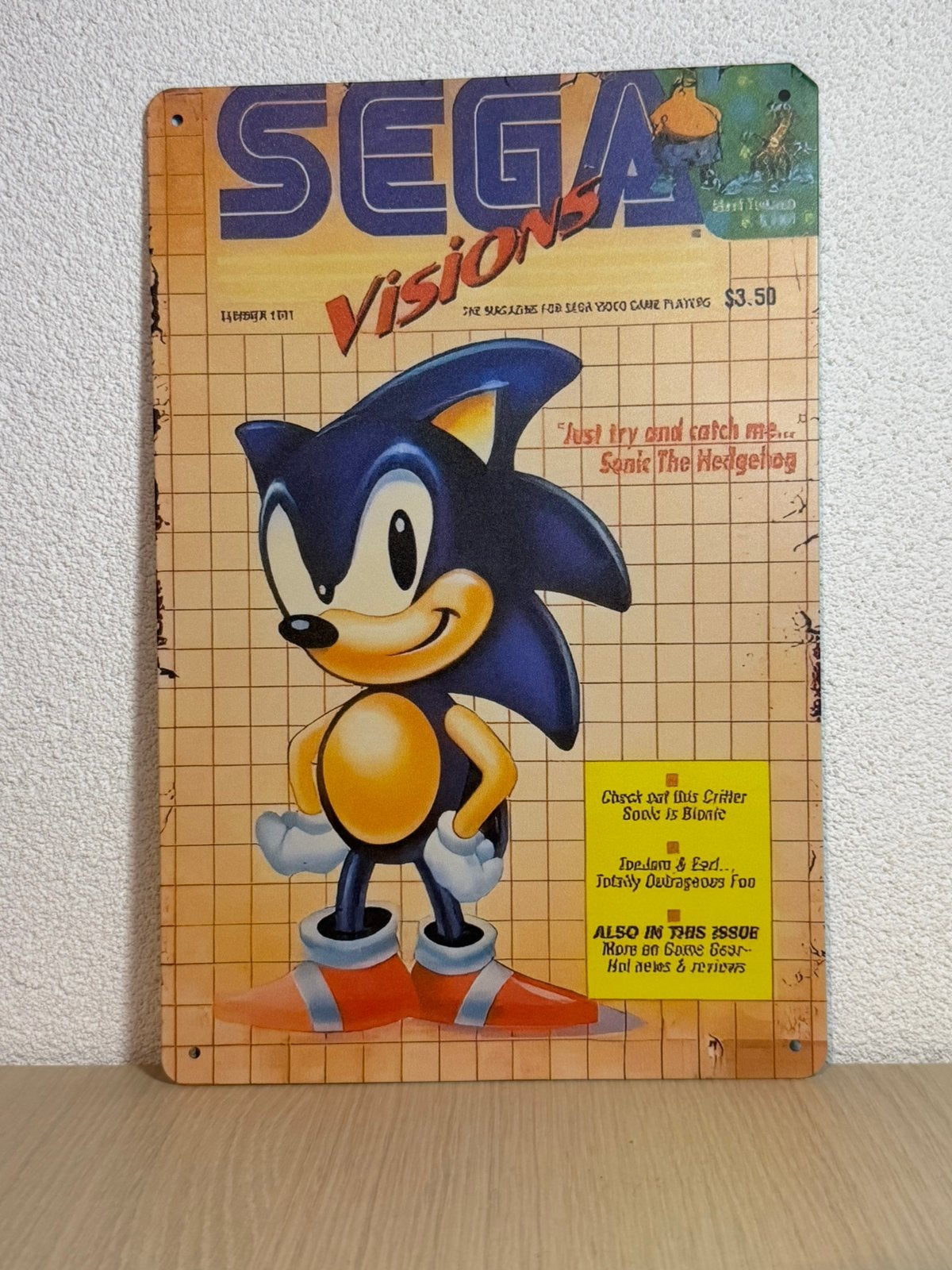 Sega SONIC Metalen Wandbord, Verzamelen, Rechthoekig Staand, A4 of kleiner, Nieuw, Ophalen of Verzenden