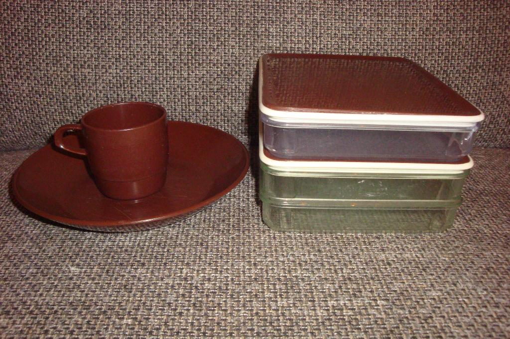 5x retro vintage Mepal camping servies delen, bruin, Ophalen of Verzenden