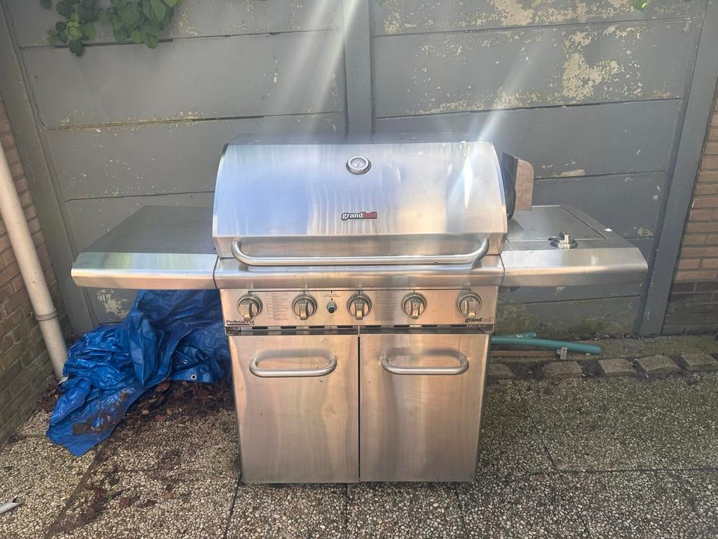 GrandHall Barbecue met kippendraaispit en 2 gasflessen, Tuin en Terras, Gasbarbecues, Ophalen, Gebruikt