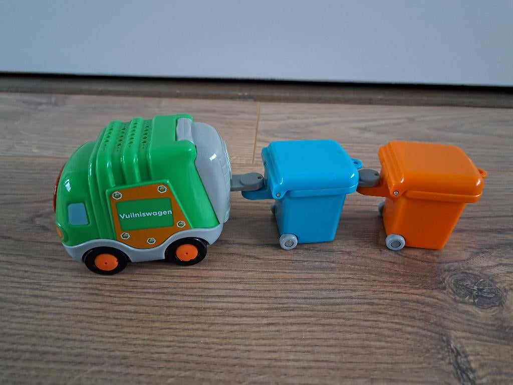 Vtech Toet Toet Auto's - Vigo Vuilniswagen met 2x container, Kinderen en Baby's, Speelgoed | Vtech, Ophalen of Verzenden, Gebruikt